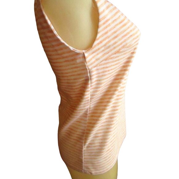 Vintage 1970s Pink Stripe Top Womens Medium Tank Zipback Peach Polyester - Picture 4 of 5